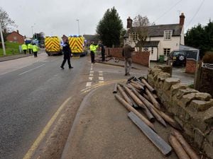 Timber fell from a lorry, injuring two people