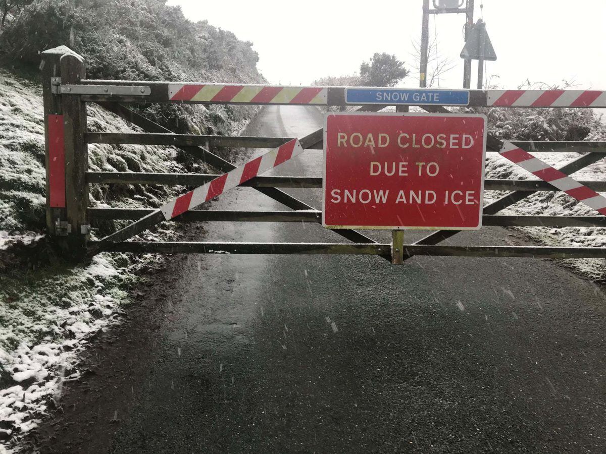 Snow gates closed on the Long Mynd