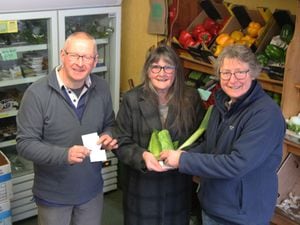 Pictured from left Nick Downes, Caroline Bagnall, Myra Downes. Picture taken in Downes Greengrocers