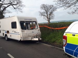 Police attended the abandoned caravan on the A490 on Wednesday morning. Photo: South Shropshire SNT