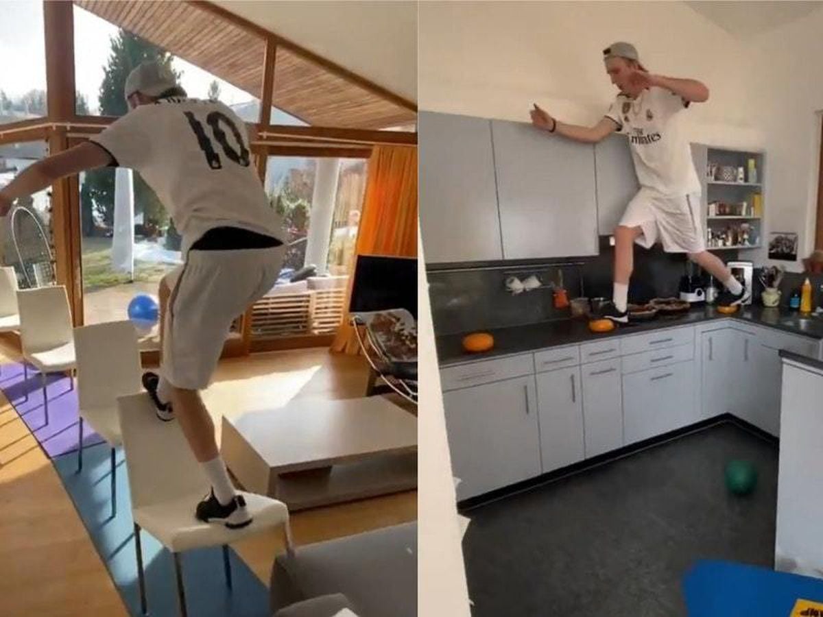 Andri Ragettli doing parkour in his home