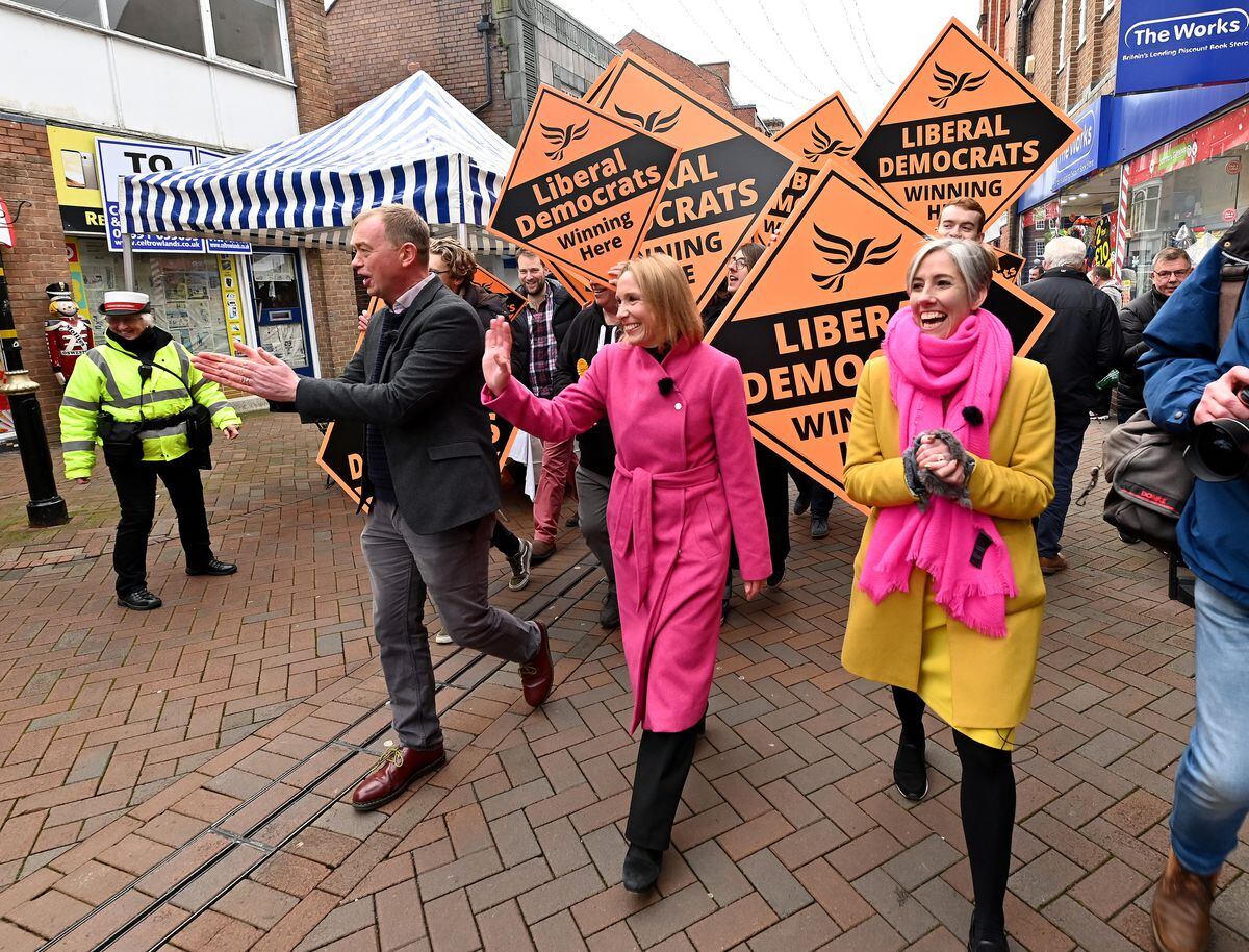 Newly-elected MP Helen Morgan in Oswestry town centre