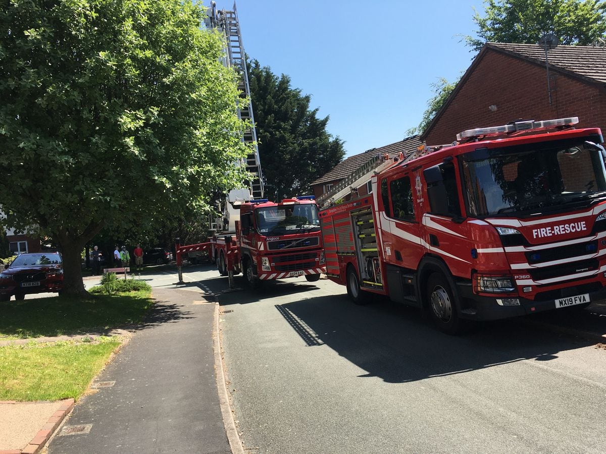 A woman was rescued from a roof in Falcons Way, Shrewsbury