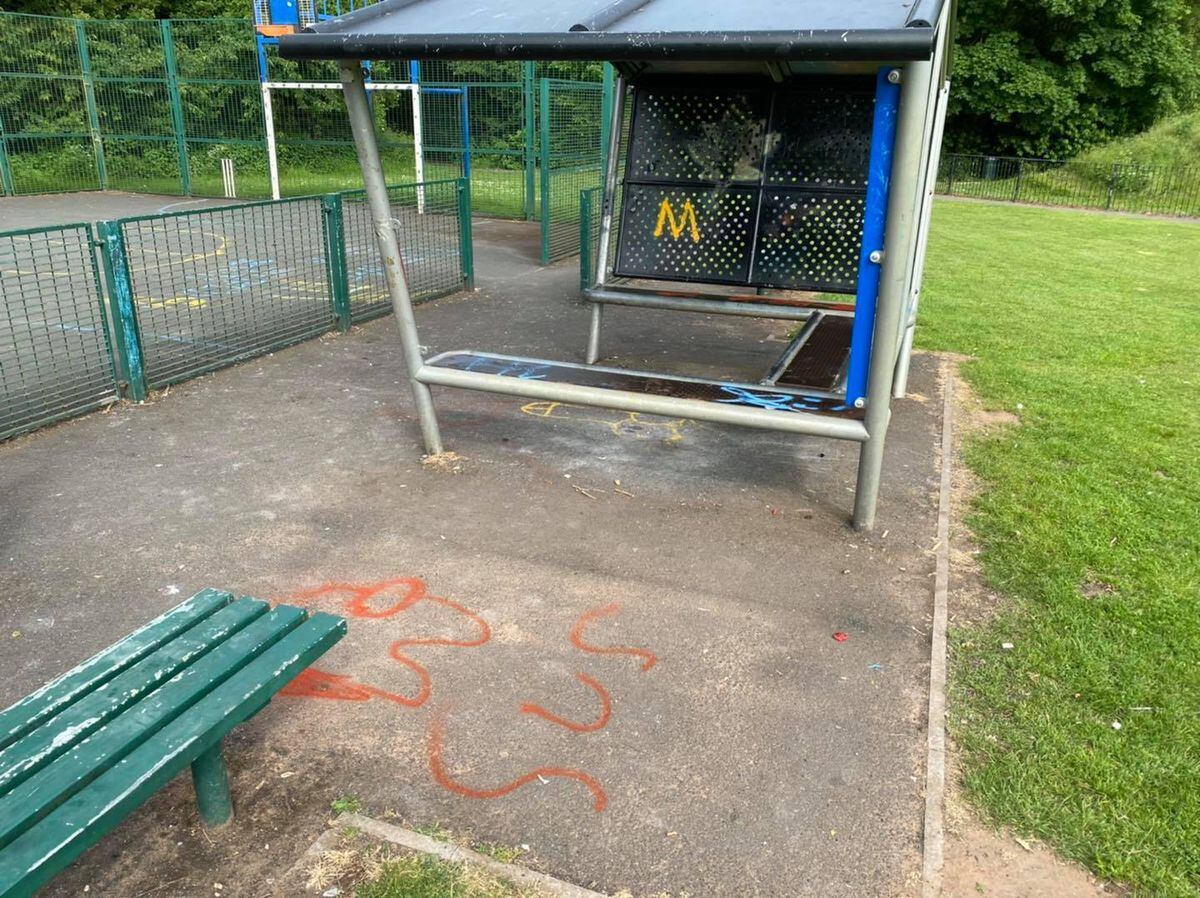 Graffiti at Newport Norbroom Park. Pic by Councillor Thomas Janke
