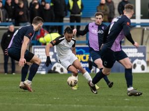 Kai Williams bringing the ball towards Blyths goal (pic Kieren Griffiths)