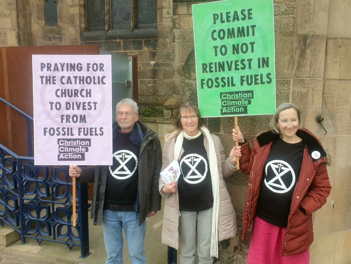 Campaigners made their point in a demonstration outside Shrewsbury Cathedral