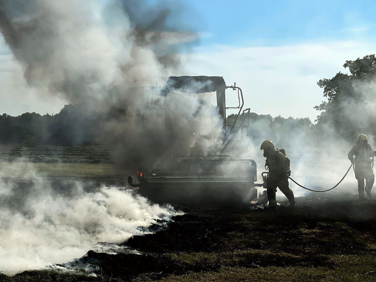 Crews battled a forage harvester fire near Market Drayton. Photo: Market Drayton Fire
