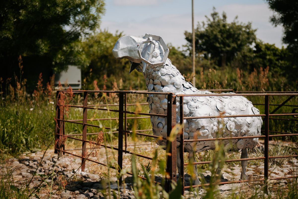 The sheep has been restored and returned to its home on a roundabout in Newport