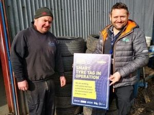 Lee Halfpenny, owner of Tenbury Autotech and Steve Jones, Community and Environmental Protection Officer from Malvern Hills District Council.