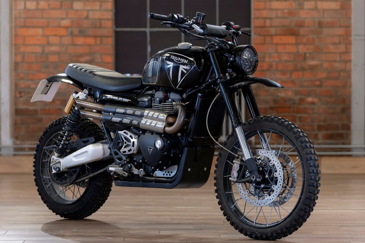 The Triumph Scrambler being auctioned in benefit of Severn Hospice. Picture: Max Earey