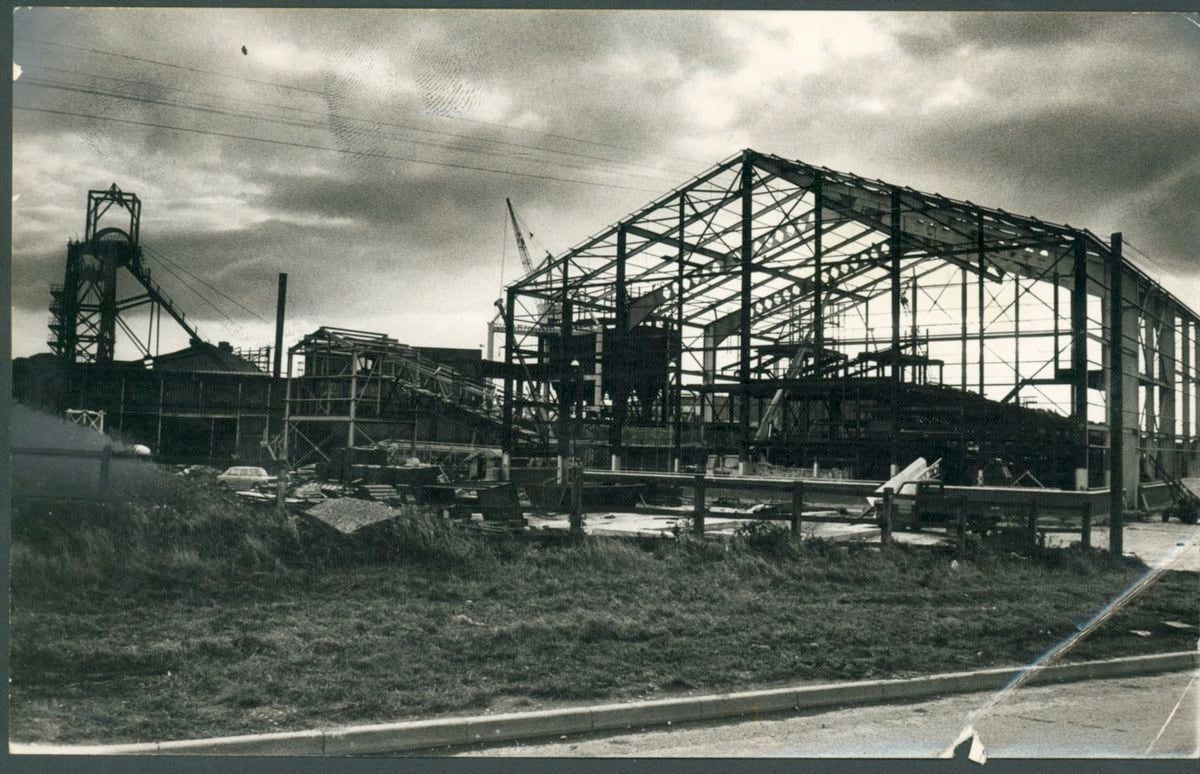 The framework of a new pithead plant was being built at the Littleton Colliery in Huntington, near Cannock in October, 1974, forming part of a £6 million reorganisation.