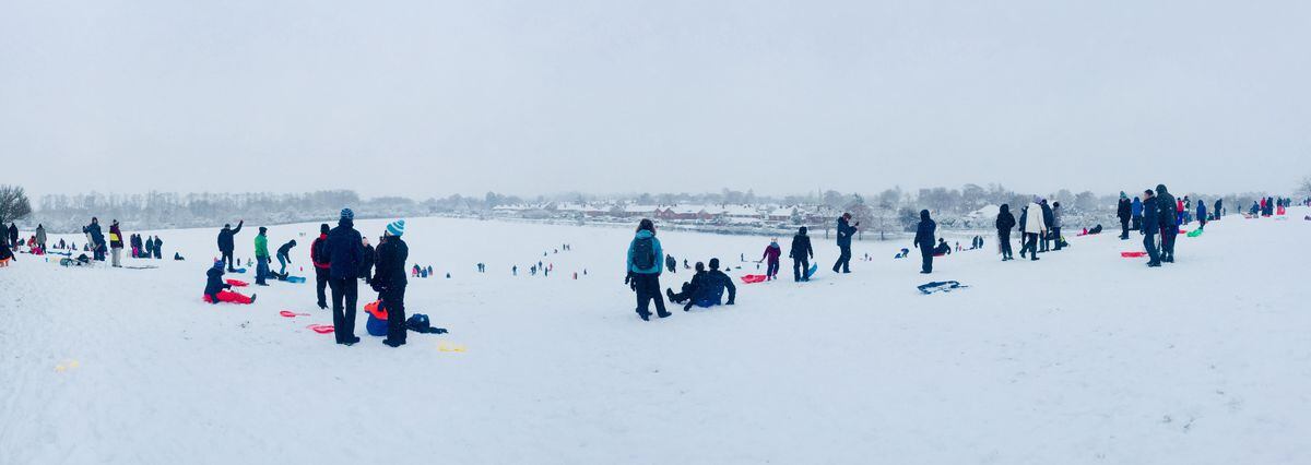 Fun on the slopes at Meole Brace Roundabout by Ali Lewis