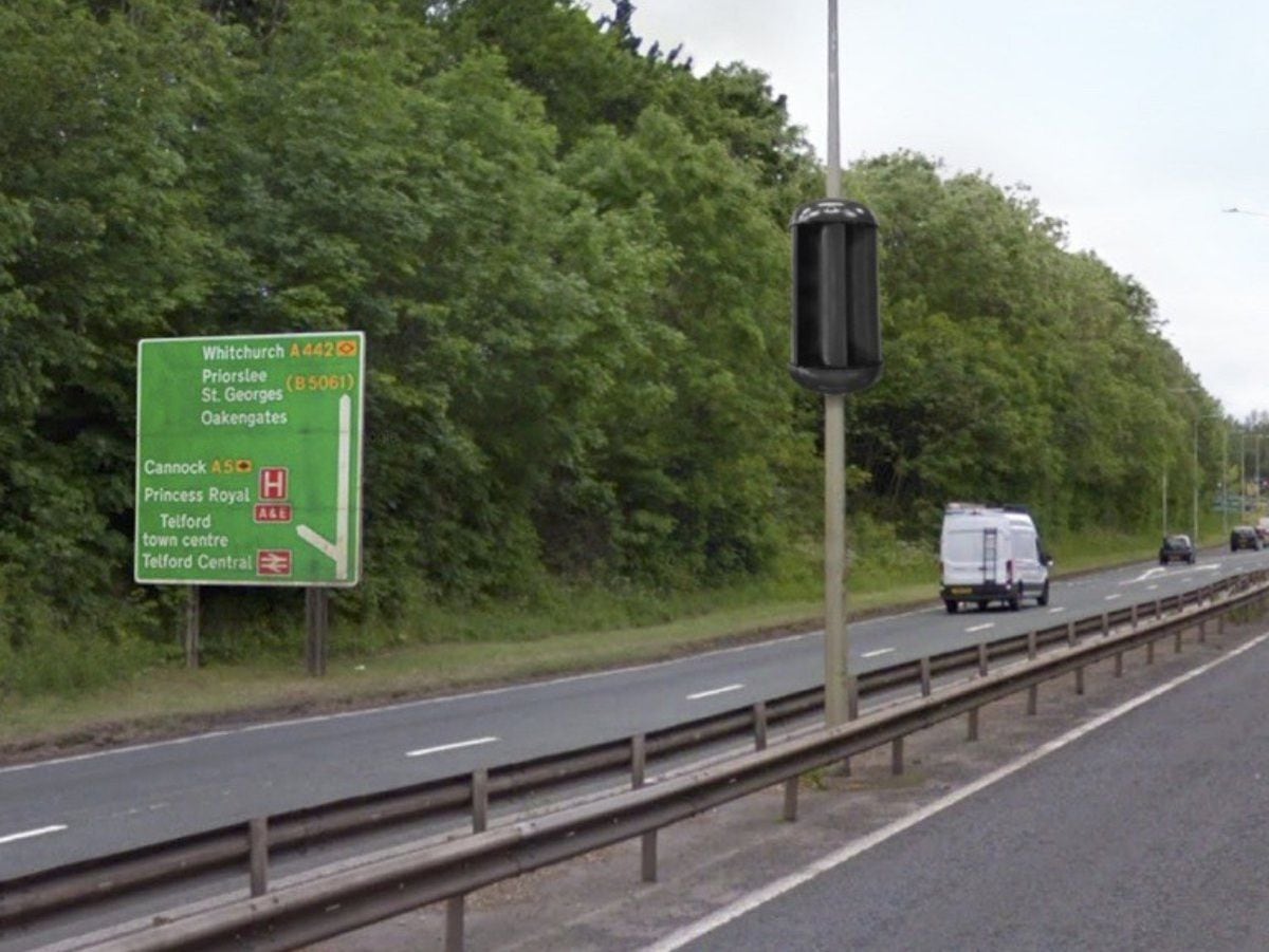An artist's impression of how the wind turbines will look, attached to street lighting, on the A442.