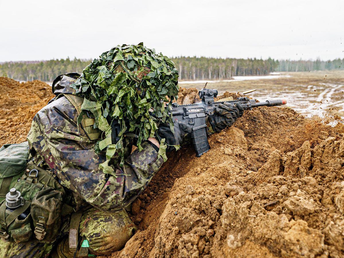 Estonian soldiers take part in a Nato training exercise
