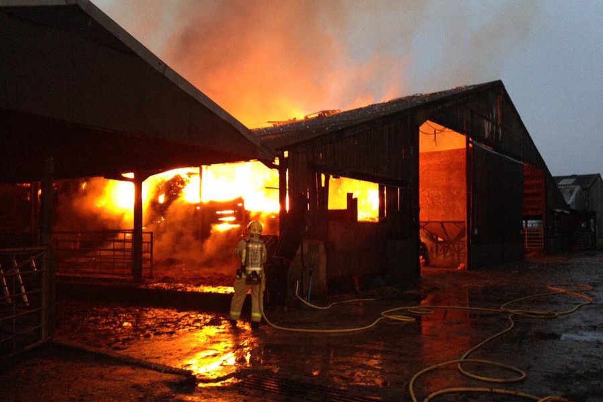Roads closed amid asbestos fears from Telford barn fire