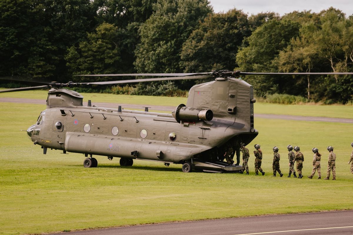Air cadets go aboard an RAF Chinook