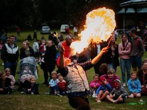 A fire breather wows the crowd