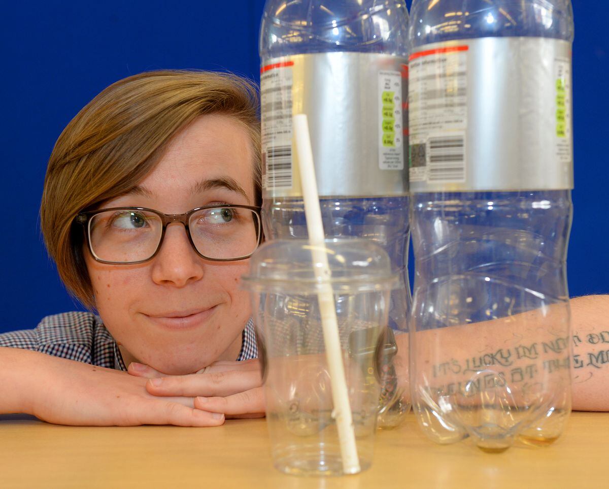 Market Drayton Library is supporting Plastic Free July. Pictured is library assistant Jessie Wolf.