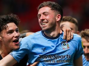 Coventry City's Jordan Shipley gets emotional in his last game for the club before joining Shrewsbury Town