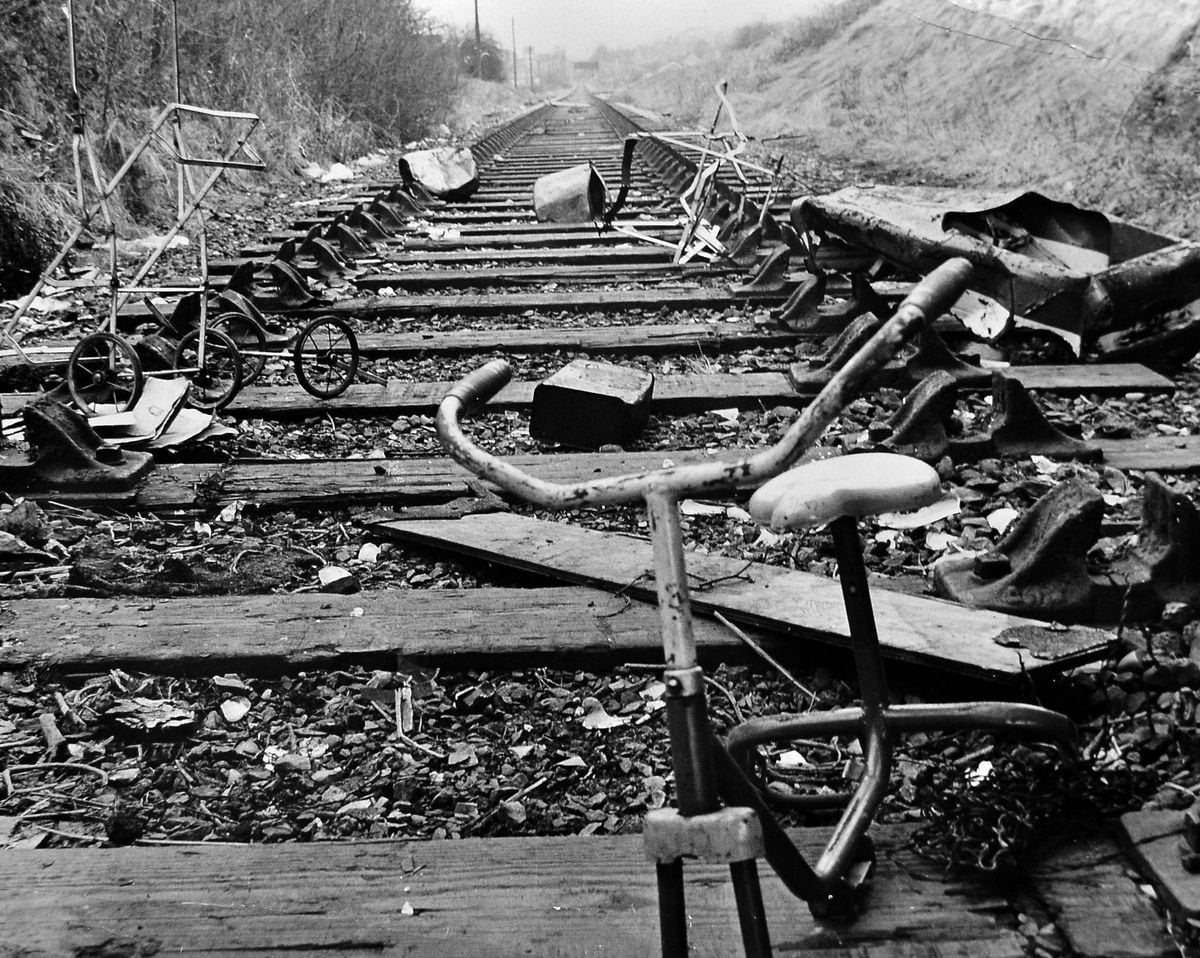 Ken took this picture showing how the closed Wolverhampton to Stourbridge rail line at Wombourne was becoming a dumping round in the late 1960s.