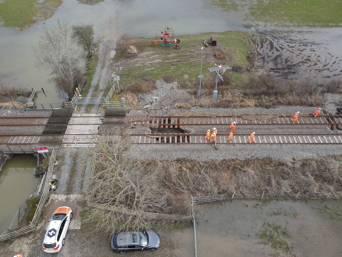 Images from the flooding and repairs to the Cambrian line