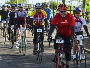 The Georgia Williams charity bike ride left AFC Telford's Bucks Head ground yesterday to help raise money for the trust