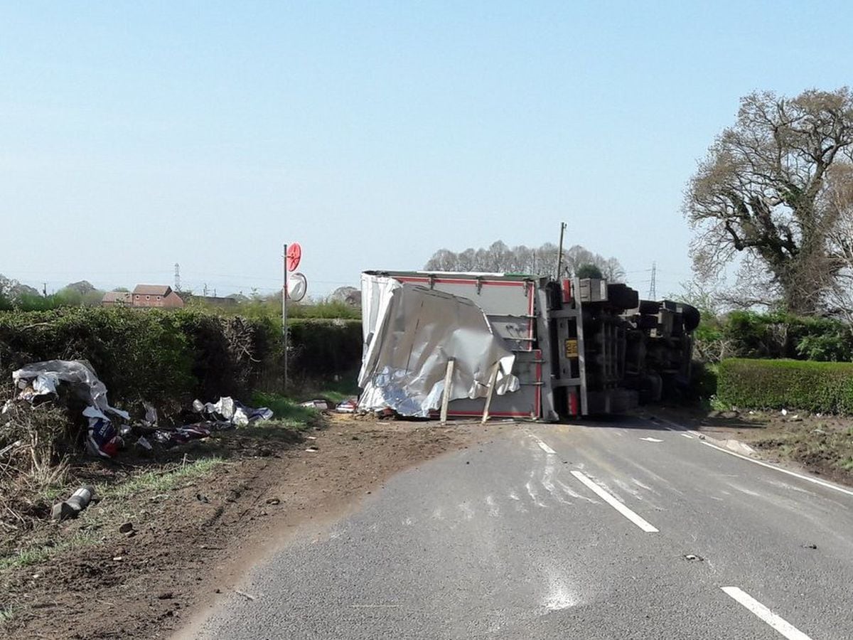 A lorry which lorry rolled over on the A53 on Wednesday morning