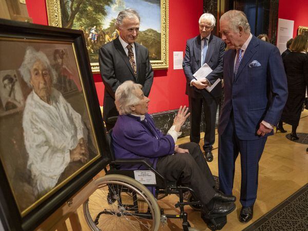 The Prince of Wales speaks with Holocaust survivor Anita Laskar-Wallfisch as he attends an exhibition at The Queen’s Gallery, Buckingham Palace, London, of Seven Portraits: Surviving the Holocaust, which were commissioned by the prince to pay tribute to Holocaust survivors