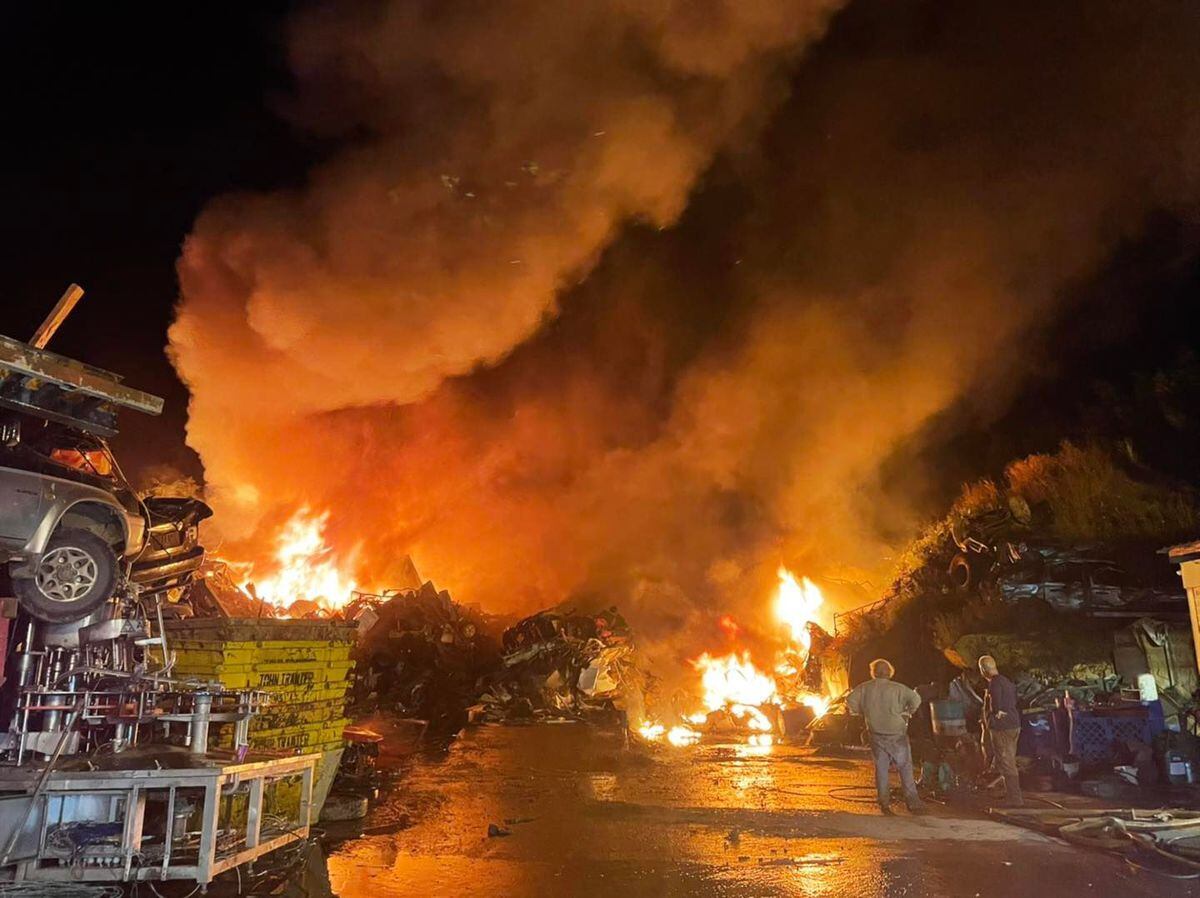 The scrapyard fire. photo: Oswestry Fire Station