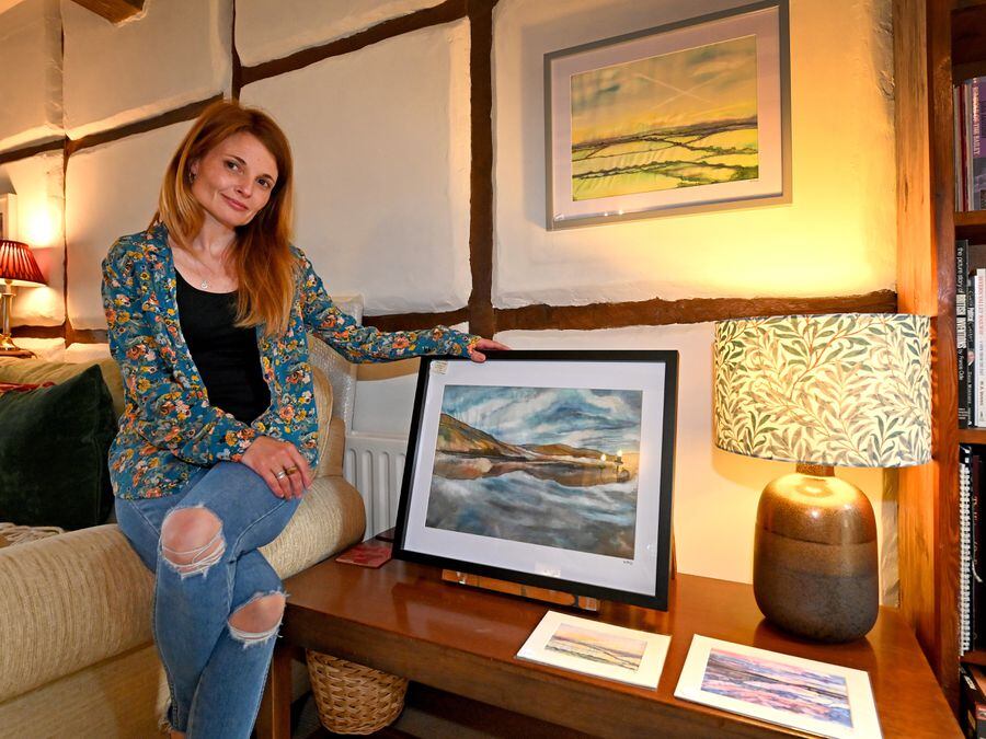 Artist Delny Fitrzyk with some of her work on display at the Bridgnorth Open House Arts Trail