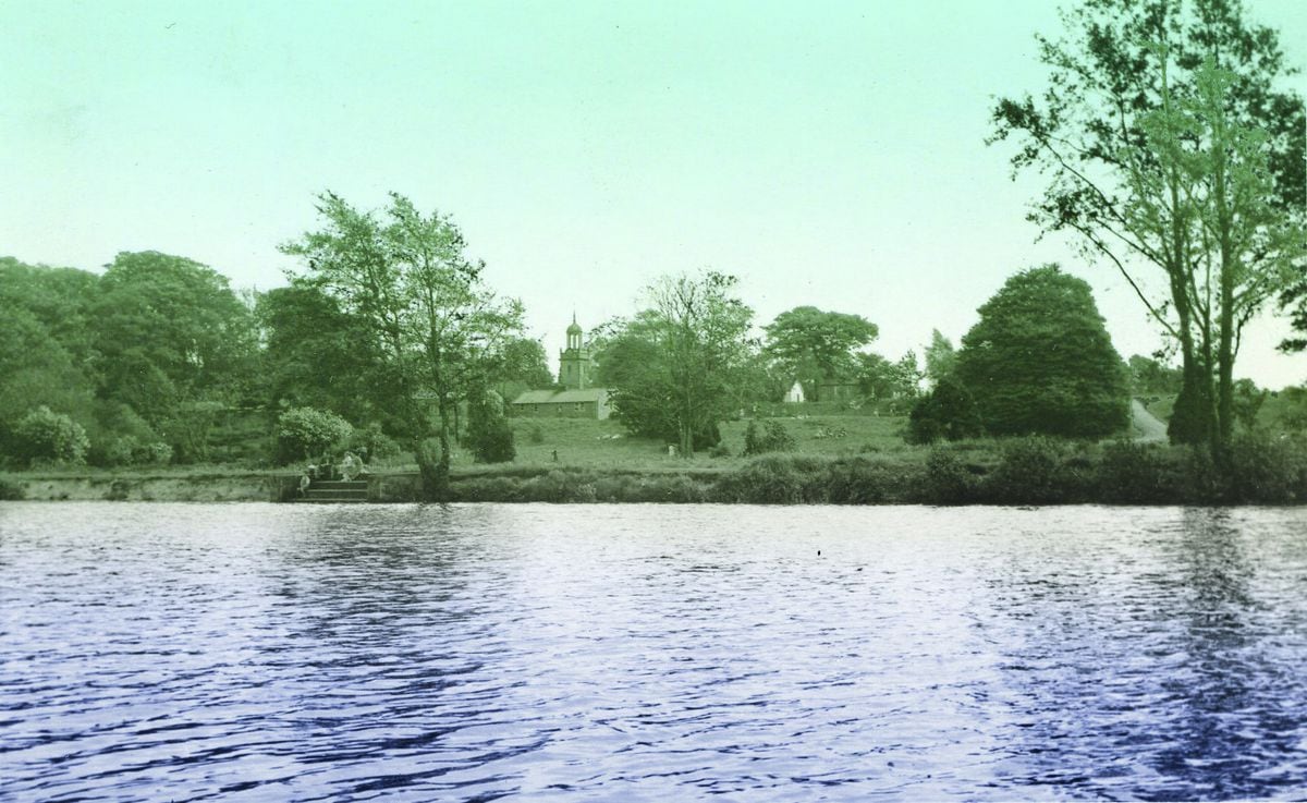 A view of Drayton Manor from the lake in 1952