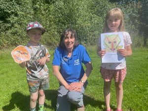 From left: Owen Miller, aged six, Stephanie Bellows (education manager) and Maria Jackson, aged seven