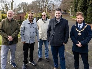 (Left to right) Councillors Chris Turley, Raj Mehta, Byron Cooke, Shaun Davies and Ian Preece at the proposed site of the new Dawley Park facilities