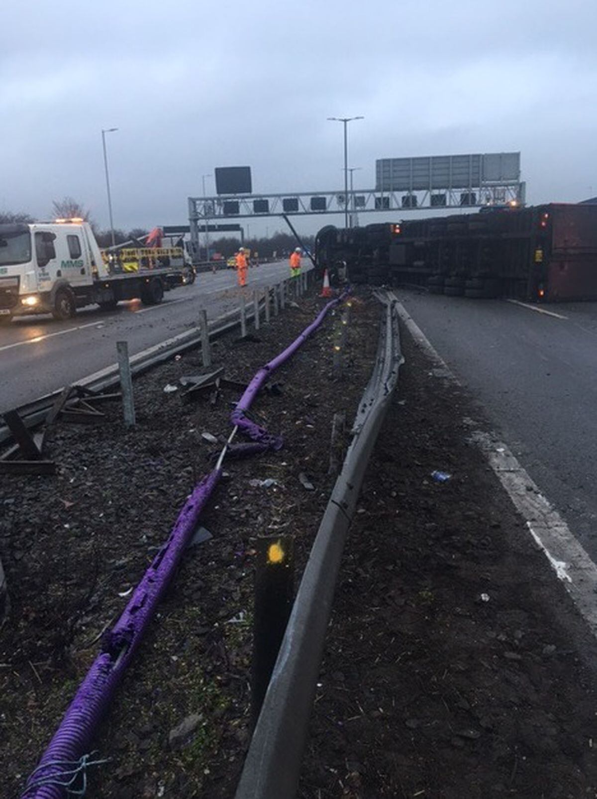 Emergency services working at the scene of the crash on the M6. Photo: National Highways