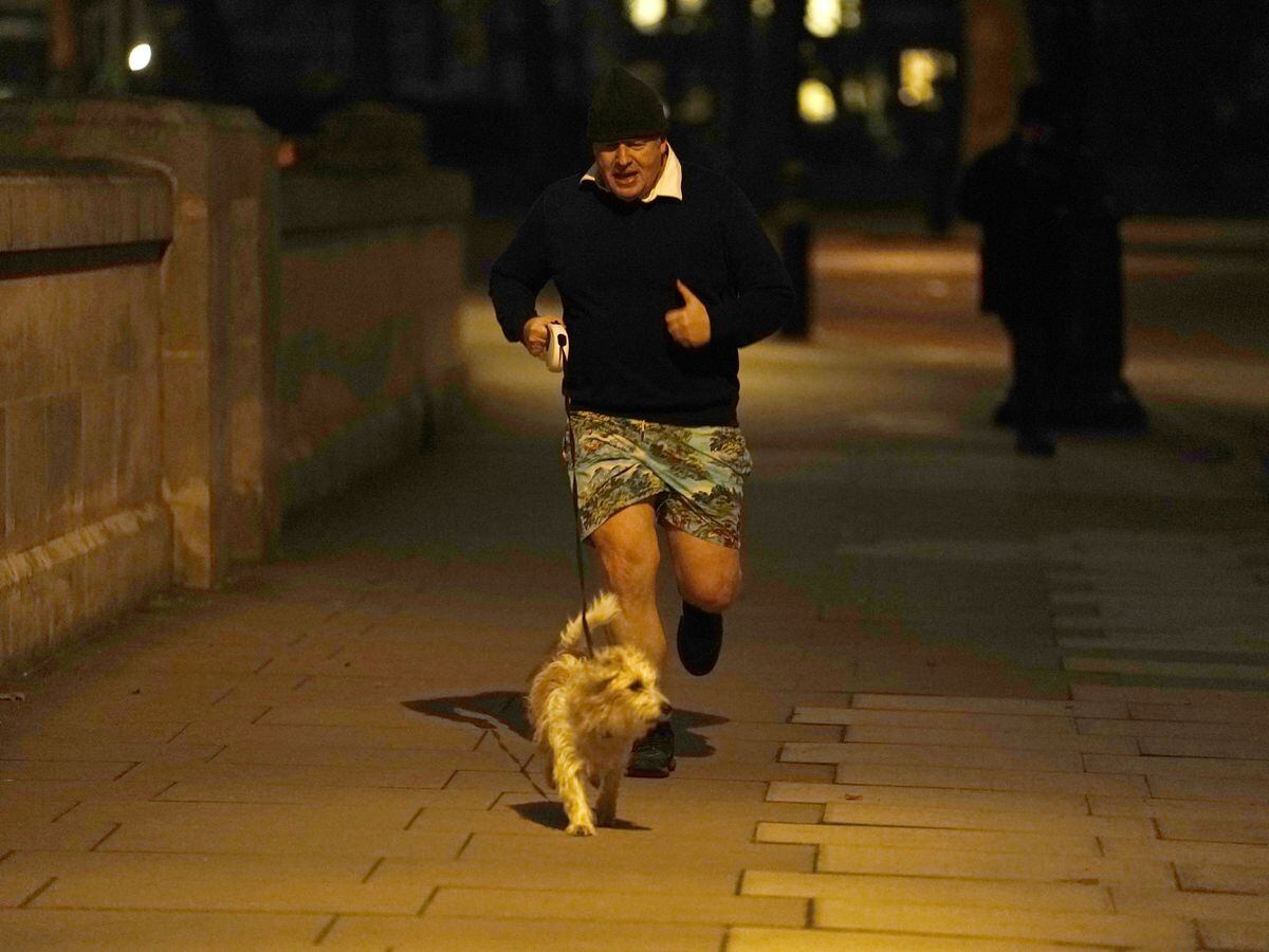Prime Minister Boris Johnson jogging in central London