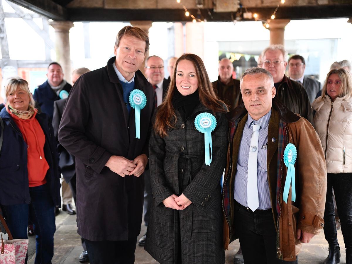 Reform UK leader, Richard Tice with PCC Kirsty Walmsley, and Councillor Mark Whittle. Credit Stuart Mitchell
