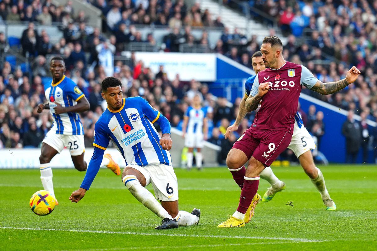 
              
Aston Villa's Danny Ings (right) scores their side's second goal of the game during the Premier League match at the American Express Community Stadium, Brighton. Picture date: Sunday November 13, 2022. PA Photo. See PA story SOCCER Brighton. Photo credit should read: John Walton/PA Wire.


RESTRICTIONS: EDITORIAL USE ONLY No use with unauthorised audio, 
video, data, fixture lists, club/league logos or "live" services. Online in-match use limited to 120 images, no video emulation. No use in betting, games or single club/league/player publications.
            
