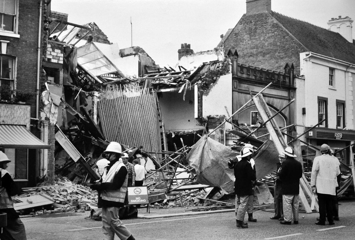 The collapse of the former Tuckers ironmongers shop in Newport. It happened during work on the building on August 3, 1989. 