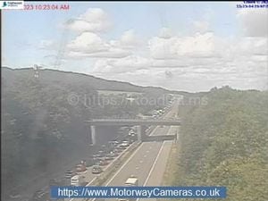 Traffic queuing on the M54 near Telford after the crash. Photo: National Highways