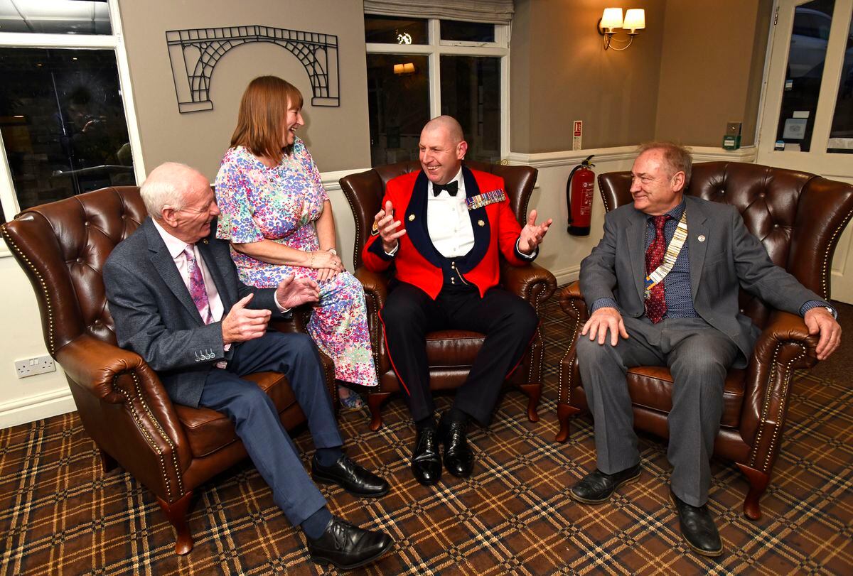 Garrison Sergeant Major Andrew ‘Vern’ Stokes with Tony Roden, Rachel Waterson and Ironbridge Rotary president Steve Evans at The Valley Hotel. Picture: Dave Bagnall