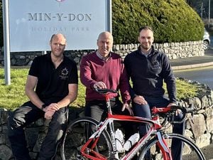 Harlech Triathlon chairman Dave Sullivan with Min-y-Don Holiday Park manager Matthew Whitty and Salop Leisure’s marketing manager Ed Glover.