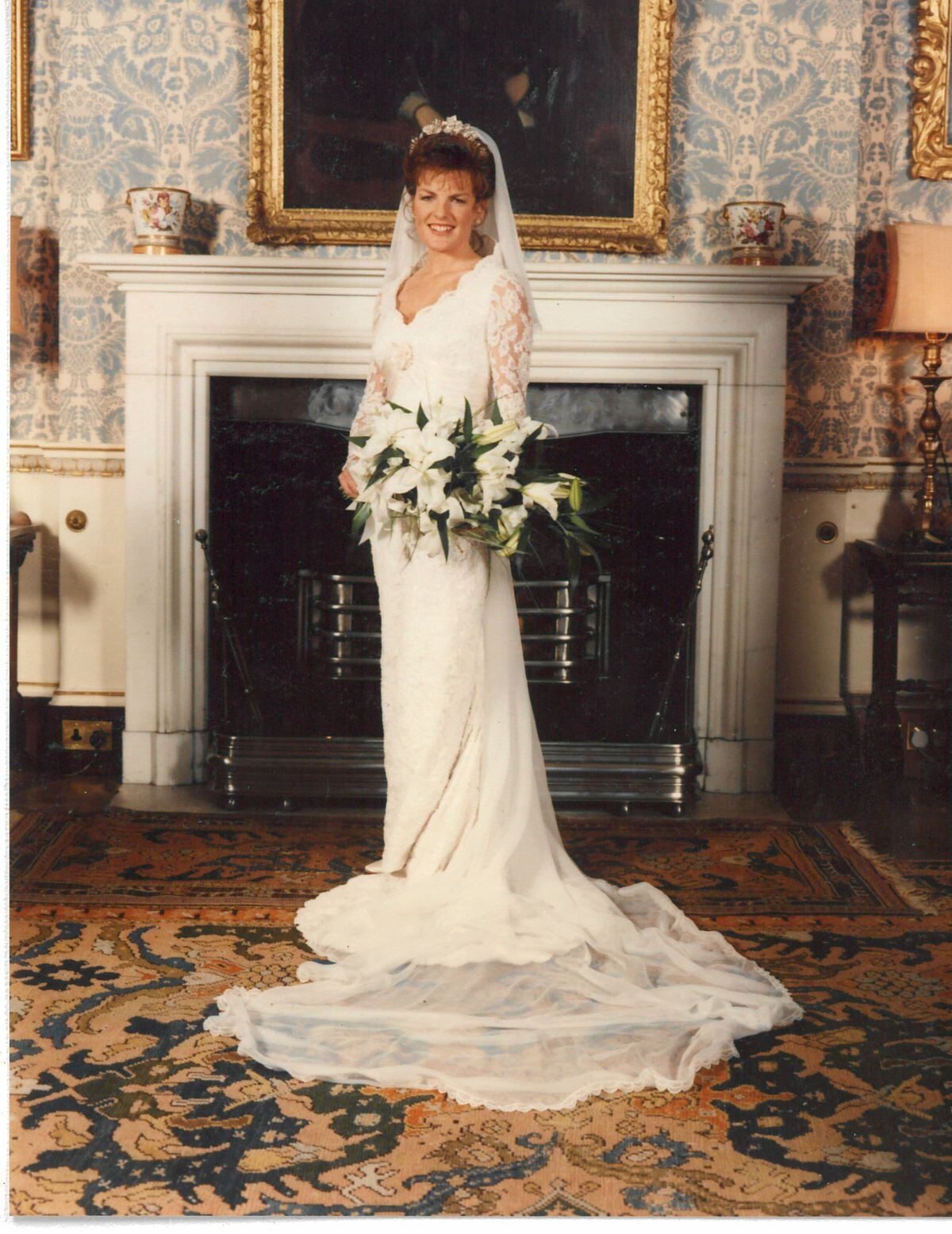 On her wedding day in 1992