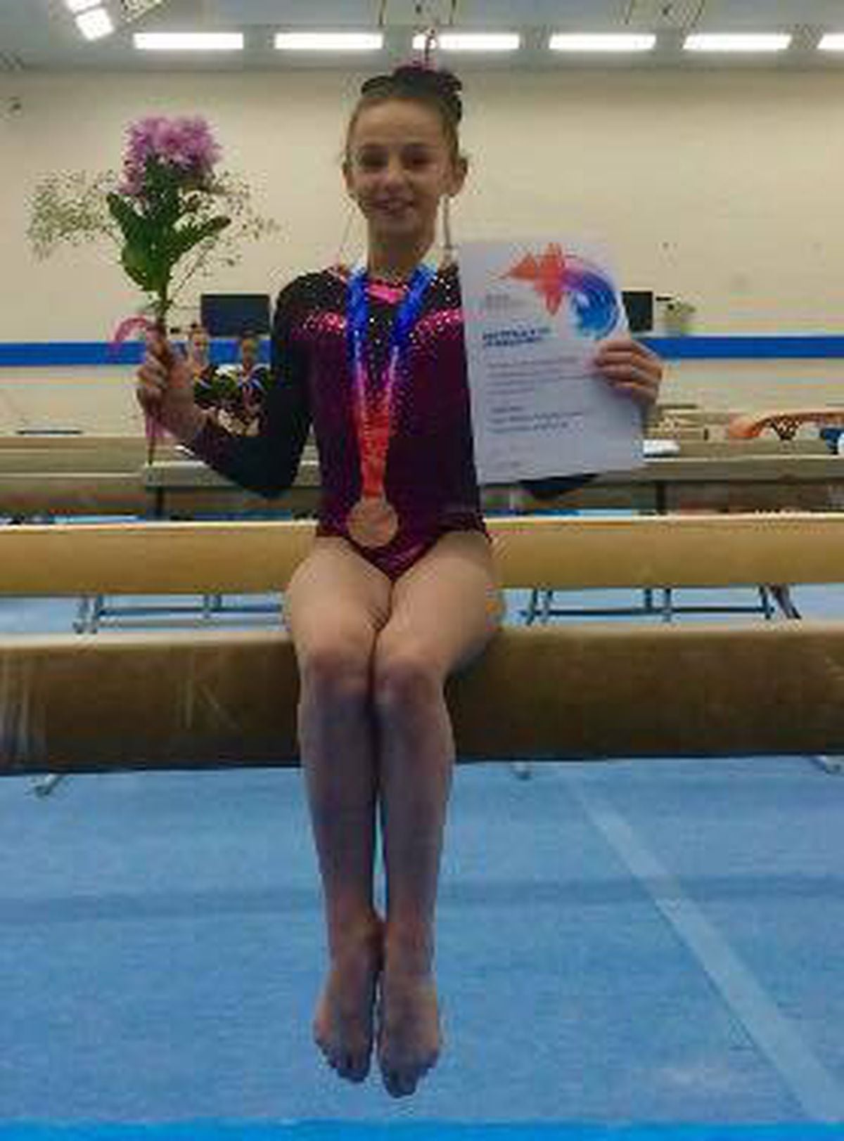 Mia Evans at the British Gymnastics Compulsory 1 competition at Lilleshall National Sports Centre