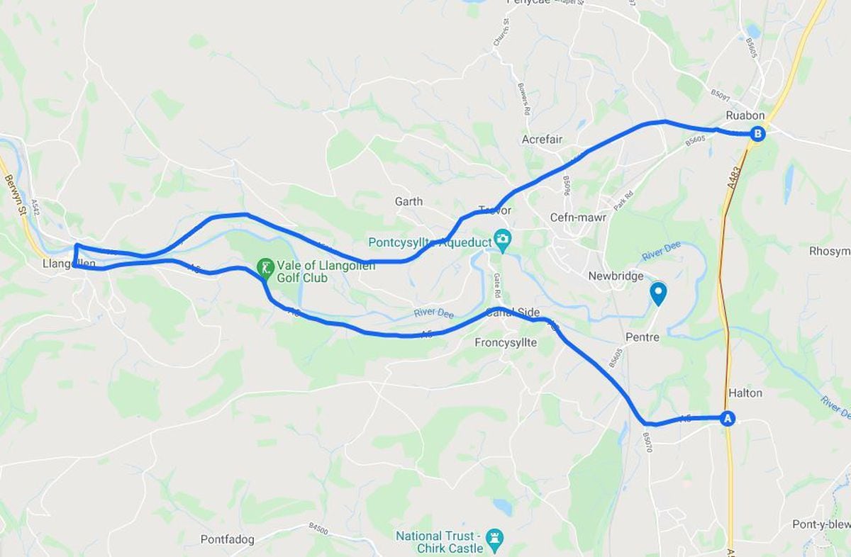 The diversion takes drivers into Llangollen and back out again