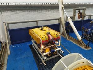 An underwater drone on a ship deck