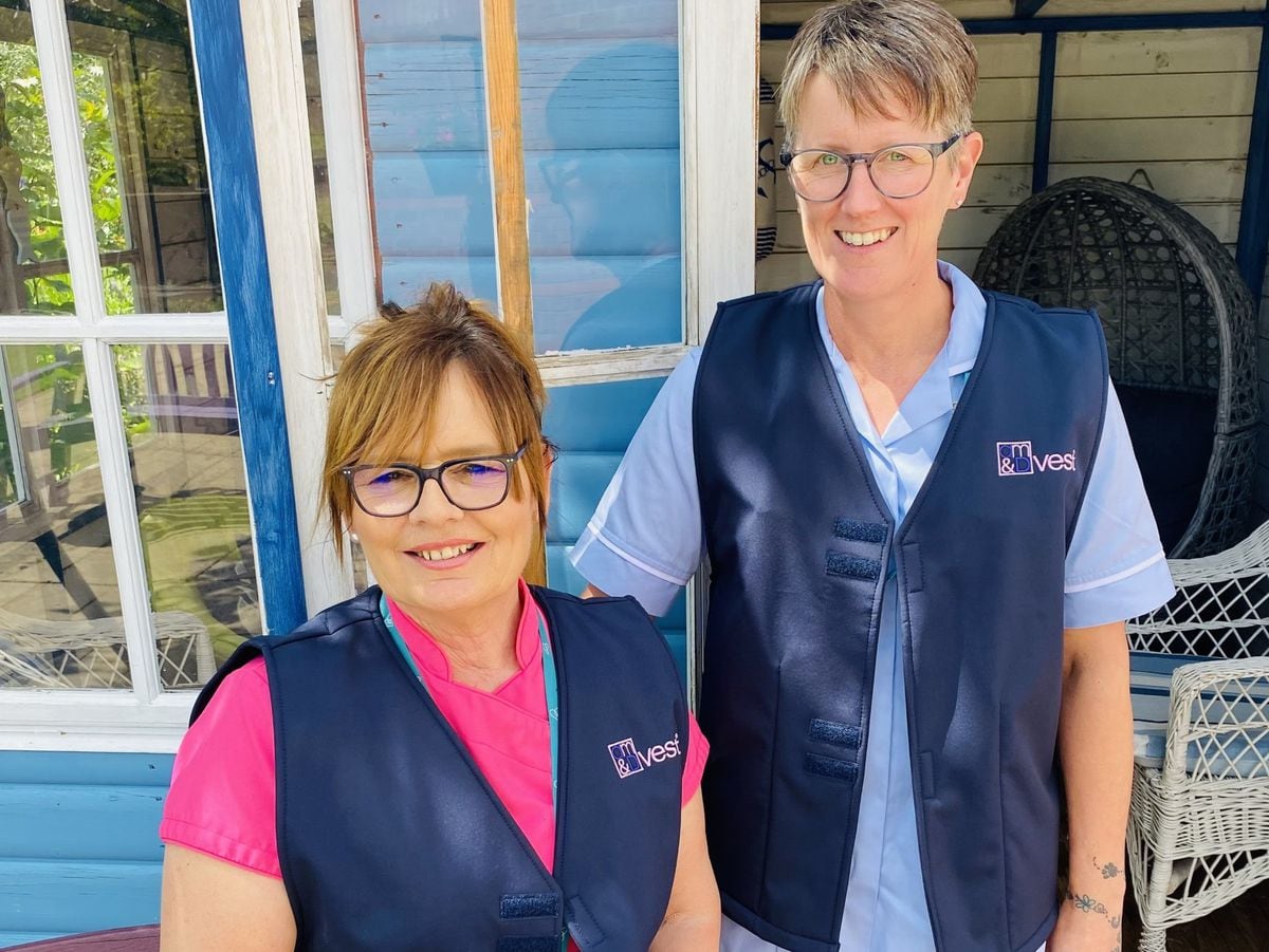 Amanda Tormey, left, and Mel Pugh, in the specially designed vests.
