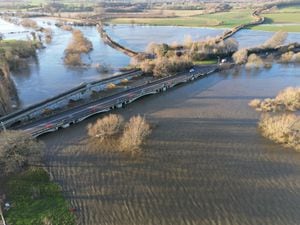 Flooded fields around Atcham, near Shrewsbury. Photo: Ross Jones of SY View.