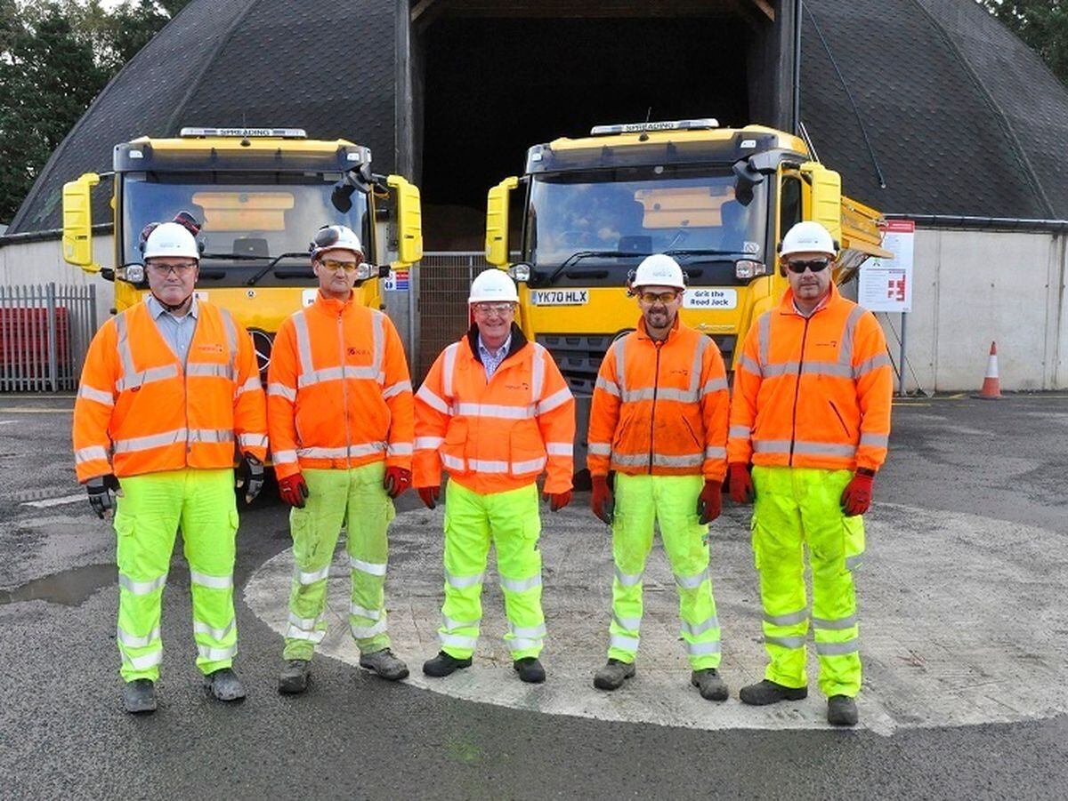 Some of the gritter drivers at Shrewsbury’s Longden Road depot in Shrewsbury