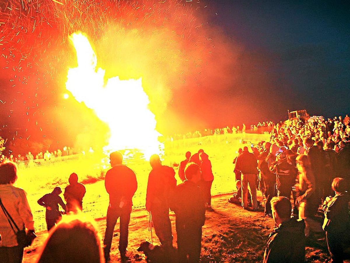 The Wrekin Jubilee Beacon shines out in the night sky in 2012. Picture: Andy Cunningham.