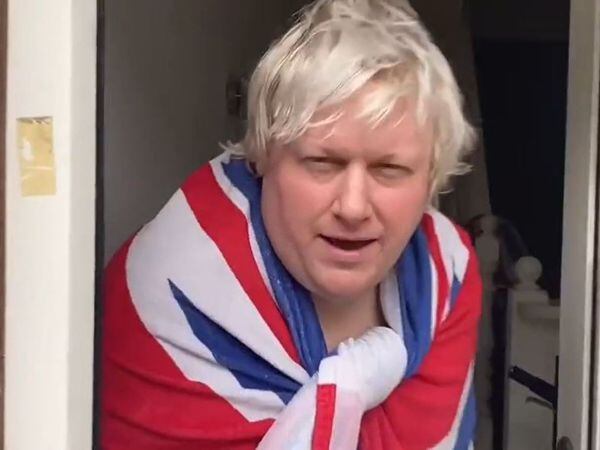 Drew Galdron, a Boris Johnson impersonator, is standing for the Rejoin EU Party. Image: @RichardHewison